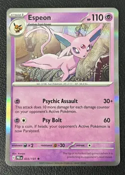 Espeon 033/131 Prismatic Evolutions Holo Rare Pokemon TCG Card NM - Image 1