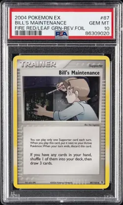2004 POKEMON EX FIRE RED & LEAF GREEN #87 BILL'S MAINTENANCE-REVERSE FOIL PSA 10 - Image 1
