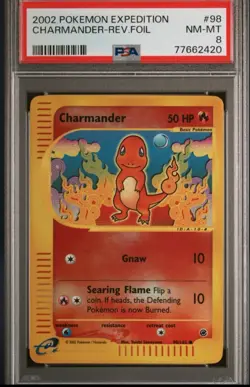 Pokemon Expedition Base Set Charmander Reverse Holo PSA 8 98/165 2002 English - Image 1
