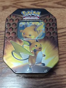 Pokemon Raichu GX Hidden Fates Tin 4 Packs + Promo Factory Sealed NEW Sun Moon 820650804816 - Image 1