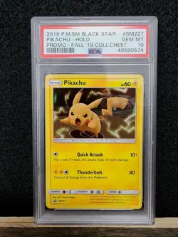 2019 Pokemon SM Black Star Promo Fall Collector Chest Pikachu Holo PSA 10 - Image 1