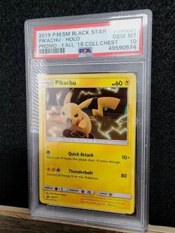 2019 Pokemon SM Black Star Promo Fall Collector Chest Pikachu Holo PSA 10 - Image 3