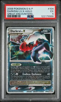DARKRAI LV.X-HOLO #104 2008 POKEMON DIAMOND & PEARL GREAT ENCOUNTERS PSA 5 - Image 1