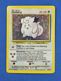 🔵 Pokemon TCG Base Set Clefairy 5/102 Holo Rare LP-MP - Image 1