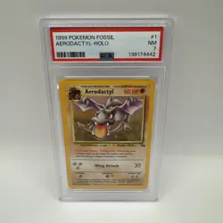 1999 Pokemon Fossil Holo Rare Aerodactyl 1/62 PSA 7 Near Mint - Image 1