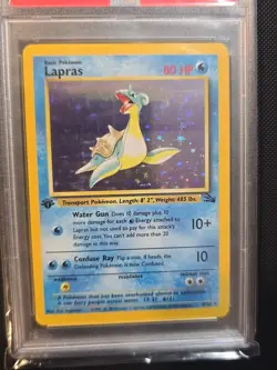 1999 POKEMON FOSSIL 1ST ED #10 LAPRAS HOLO PSA 9 Mint English Authentic - Image 2