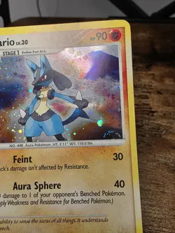Pokemon Lucario 90 HP Diamond & Pearl 6/130 Holo Bleed And Half Swirl! - Image 4
