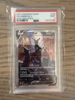 2021 POKEMON SWSH UMBREON V EVOLVING SKIES PSA 9 MINT TCG 189/203 - Image 1