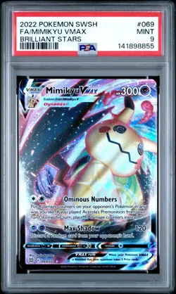 2022 POKEMON SWORD & SHIELD BRILLIANT STARS #069 FULL ART/MIMIKYU VMAX PSA 9 - Image 1