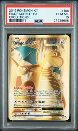 2016 POKEMON XY EVOLUTIONS #106 FULL ART/DRAGONITE EX PSA 10 - Image 1