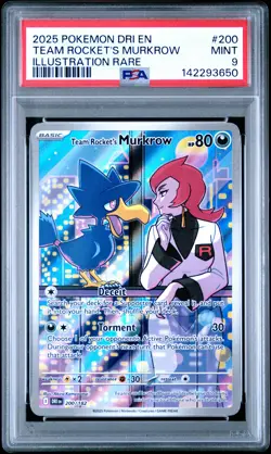 2025 POKEMON DRI EN-DESTINED RIVALS #200 TEAM ROCKET'S MURKROW PSA 9 - Image 1