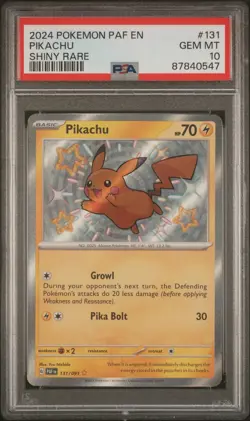 2024 Pokemon Scarlet and Violet Paldean Fates Shiny Rare Holo Pikachu PSA 10 - Image 1