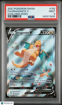 2021 Pokemon Sword & Shield Evolving Skies Dragonite V Fa PSA 9 192/203 - Image 1