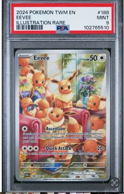 Pokemon Twilight Masquerade Eevee Illustration Rare Holo PSA 9 188/167 2024 - Image 1
