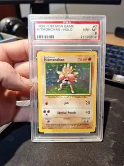 1999 Pokemon Base Set Hitmonchan Holo #7 – PSA 8 – WOTC Vintage - Image 1