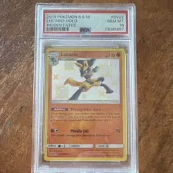 Pokemon 2019 Lucario SV22/SV94 Hidden Fates Shiny Vault Holo Rare PSA 10 - Image 1