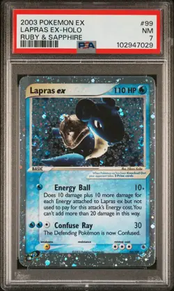 2003 POKEMON EX RUBY & SAPPHIRE #99 LAPRAS EX-HOLO PSA 7 - Image 1