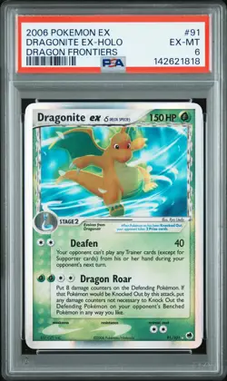 2006 POKEMON EX DRAGON FRONTIERS #91 DRAGONITE EX-HOLO PSA 6 - Image 1