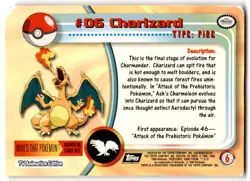 Charizard 1999 Topps Pokemon TV Animation 2nd Printing Black Logo #6 - DAMAGED - Image 2
