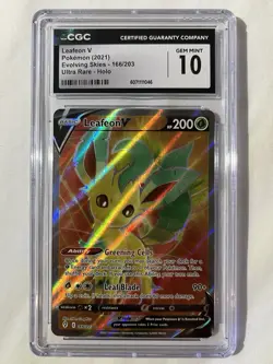 2021 Leafeon V 166/203 Full Art CGC 10 Gem Mint Pokemon SW&SH Evolving Skies - Image 1