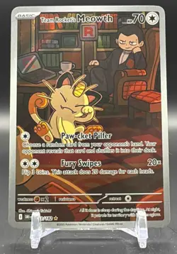 2025 Pokemon Gaming Destined Rivals Team Rocket's Meowth #203/182 - Image 1