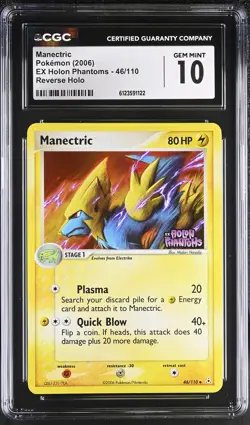 CGC 10 Manectric 2006 EX Holon Phantoms 46/110 Reverse Holo STAMPED Pokemon Card - Image 1