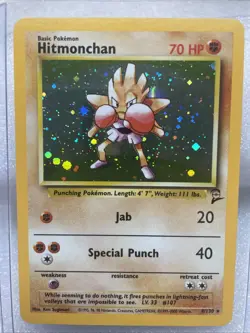 Pokemon TCG Hitmonchan Base Set 2 Holo Unlimited Rare Card 8/130 - Image 1