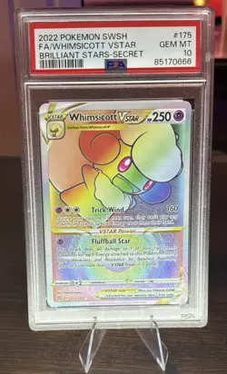 Pokemon Whimsicott VSTAR Rainbow Ultra Rare Card 175/172 Brilliant Stars PSA 10 - Image 1