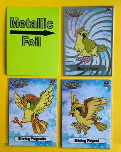PIDGEY PIDGEO PIDGEOTTO Evolution Pokemon ART Cards 1997 “SHINY” Set NM 3 PC SET - Image 1