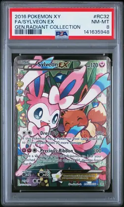 2016 POKEMON XY GENERATIONS RADIANT COLL #RC32 FULL ART/SYLVEON EX PSA 8 - Image 1
