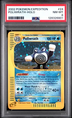 2002 POKEMON EXPEDITION #24 POLIWRATH-HOLO PSA 8 - Image 1