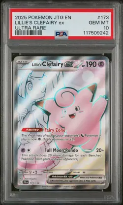 2025 POKEMON JTG EN-JOURNEY TOGETHER ULTRA RARE #173 LILLIE'S CLEFAIRY EX PSA 10 - Image 1