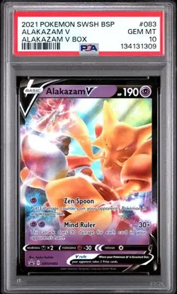 2021 Pokemon TCG Alakazam V SWSH083 NM/Mint Condition PSA 10 - Image 1