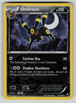 Umbreon 61/108 Uncommon Dark Explorers Pokemon Reverse Holo NM - Image 1