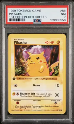 Pikachu 1st Edition Red Cheeks PSA 7 1999 Pokemon Game #58 - Image 1