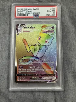 Pokemon Mew VMAX Secret Rare 268/264 Fusion Strike Holo PSA 10 - Image 1