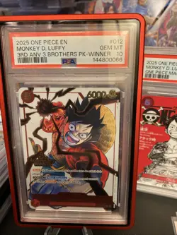 2025 ONE PIECE 3RD ANV TOURNAMENT 3 BROTHERS PACK WINNER MONKEY D. LUFFY PSA 10 - Image 3