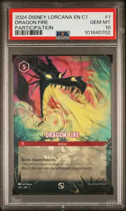 2024 DISNEY LORCANA EN C1-LORCANA CHALLENGE PROMO #1 DRAGON FIRE PSA 10 - Image 1