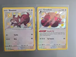 2 CARD LOT Skwovet SV099/SV122 , Greedent SV100/SV122 NM POKEMON Shining Fates - Image 1