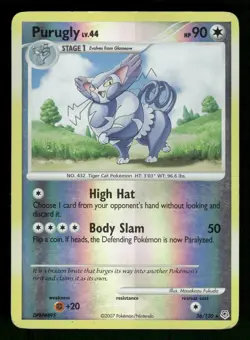 Pokemon Purugly Rare Diamond and Pearl 36/130 HP Reverse Holo - Image 1
