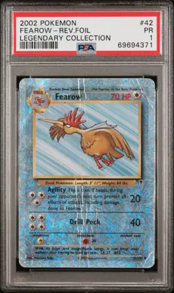 2002 Pokemon Legendary Collection Fearow Reverse Holo Fireworks Foil Rare PSA 1 - Image 1