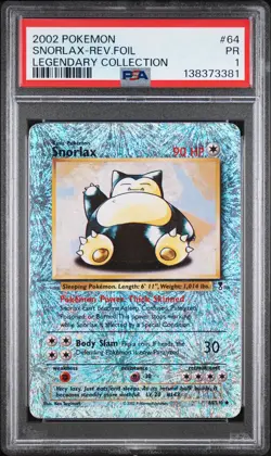 2002 POKEMON LEGEND COLL #64 SNORLAX-REVERSE FOIL PSA 1 - Image 1