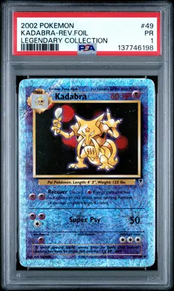 2002 POKEMON LEGENDARY COLLECTION #49 KADABRA-REVERSE FOIL PSA 1 - Image 1