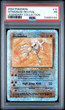 2002 POKEMON LEGENDARY COLLECTION #13 HITMONLEE-REVERSE FOIL PSA 1 - Image 1