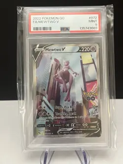 2022 Pokemon SWSH Pokemon GO Mewtwo V #072/078 PSA 9 - Image 1