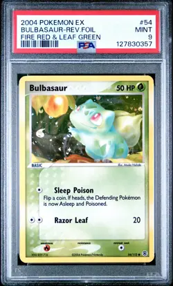 2004 POKEMON EX FIRE RED & LEAF GREEN #54 BULBASAUR-REVERSE FOIL PSA 9 - Image 1