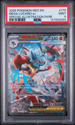 2025 Pokemon Meg En-Mega Evolution #179 Mega Lucario Ex Special IR PSA 9 - Image 1