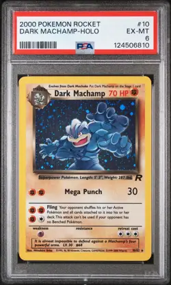 2000 Pokemon Rocket DARK MACHAMP_Holo #10 EX-MT PSA 6 - 10/82 - Image 1