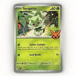 Sprigatito Trick or Trade Pokemon Card Halloween Stamp 2023 NM - Image 1