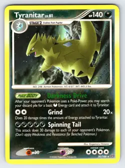 Tyranitar 30/100 2008 Stormfront Pokemon Card TCG Nintendo Non Holo Rare Nm/Vlp - Image 1